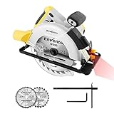 Kreissäge, ENVENTOR 1200W Handkreissäge mit 2x Kreissägeblatt, (Sägeblatt-Ø: 185mm,...