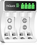 HiQuick Akku Ladegerät, mit LCD Anzeige, für NI-MH NI-CD AA/AAA Akkus, 4-Ladeplatz...
