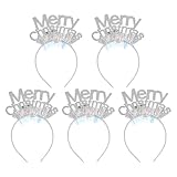 Ruarby 5 x Weihnachts-Stirnbänder für Frauen und Mädchen, bequeme glitzernde Verzierung
