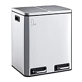SVITA TM2X15 Edelstahl Treteimer 30 Liter Silber Abfalleimer Mülleimer Design...
