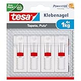 tesa Verstellbarer Klebenagel (für Tapeten und Putz 1 kg, Höhenverstellbarer,...