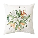 Botanischer einfacher Musterdruck Flachs-Kissenbezug für Zuhause, Sofa, Auto, dekorative...