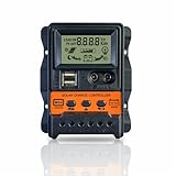 SOGTICPS 30A Solarladeregler 12V/24V PWM Solarmodulregler Dual DC + USB LCD kompatibel mit...
