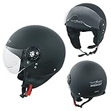 Motorradhelm Motorrad Roller Jet Helm Scooter Homologiert Avio Visor Mattschwarz...