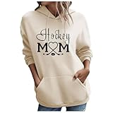 QJDFLL Lässiger Druck Mit Langes Einfarbiges Hoodie-Oberteil(Beige,S)