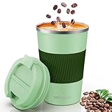 MOMSIV Thermobecher Isolierbecher, 13oz/380ml Rutschfest Edelstahl Travel Mug,...