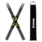 Donner 5A Drumsticks Schwarz Klassisches Ahorn Holz 2 Paar mit Tasche