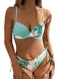 GORGLITTER Bikini Damen Push Up Bikini Mit Bügel Set Badeanzug Mit Tropenmuster...