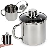 KADAX Edelstahltopf mit Glasdeckel, 1,2L Kochtopf Induktion mit Griff,...