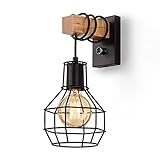 Glighone Wandleuchte Innen Vintage Dimmbar Wandlampe Schwarz Industrial Retro Lampe aus...