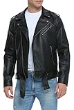 Fahsyee Kunstlederjacke Herren, Motorrad-Revers Asymmetrisch Reißverschluss Blet Slim Fit...