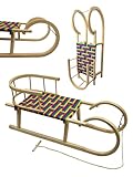 Hörnerrodel [Holzschlitten Hörnerschlitten] mit Rückenlehne Zugseil...