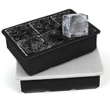 Eiswürfelform Silikon groß XXL Eiswürfel Form mit Deckel Eiswürfelbehälter 6-Fach 2er...