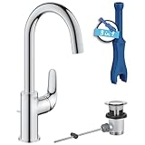 GROHE Swift - Waschtischarmatur (wassersparend, ~31cm hoch, inkl....
