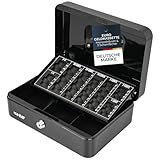 HMF Geldkassette abschließbar, Kasse mit Euro Münzzählbrett, 3...