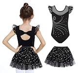 JiAmy Mädchen Ballettbekleidung Rüschenärmel Ballettkleid Kinder Ballett Outfit...