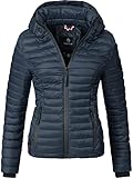 MARIKOO Damen Übergangsjacke leichte Steppjacke Samtpfote Blau Gr. M