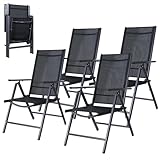 CCLIFE Gartenstühle Alu 4er Set,Gartenstuhl Hochlehner Klappbar, Balkonstühle 7-Fach...