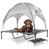 Deuline Hundeliege mit Dach erhöhtes Hundebett Garten Outdoor Haustierliege...