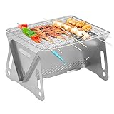 Grill Klappgrill Campinggrill, Barbecue Tragbarer BBQ Kohle Smoker Grill für Kochen...