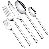 WUJO Besteckset, Besteck aus Edelstahl, 60-teiliges Silber Besteck Set inkl. Messer,...
