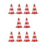 Relaxdays Unisex – Erwachsene Warnkegel 10er Set, stapelbar, Verkehrshütchen,...