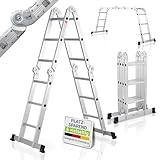 Juskys Aluminium Multifunktionsleiter 3x4 Stufen - 3,6 m Länge klappbar - Leiter 4-teilig...