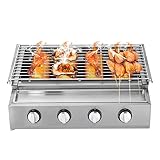 JUDEMII GB-04A 4-Flammen Edelstahl Brenner Tragbar Gasgrill 4-Brenner Rauchfreier Gasgrill...