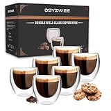 DSYZWEE Latte Macchiato Gläser Doppelwandig, Espressotassen Glas, 6er-Set Kaffee Gläser,...