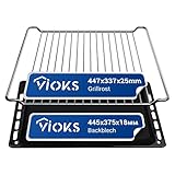 VIOKS Tiefes Backblech 445 x 375 x 18 + Grillrost 447 х 337 х 25 Edelstahl SET...