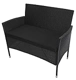 KMH 2-Sitzer Polyrattan Gartenbank schwarz der Serie HOLME - Moderne...