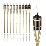 Relaxdays Gartenfackeln für draußen, 10er Set, 70 cm, Bambusfackeln, Gartenparty Deko,...