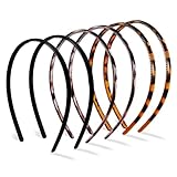 Hanyousheng 6 Stück Haarband, 8mm Plastik Haarband, 3 Farben Elastisches Haarreifen,...