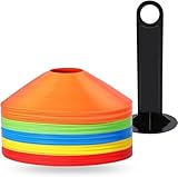 OUTDOORN 25x Markierungshütchen farbig, Zubehör für Fußball & Slalomtraining...