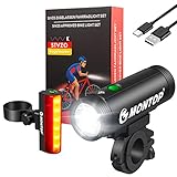 MONTOP StVZO Zugelassen Fahrradlicht Set USB Akku, LED Fahrradbeleuchtung Fahrradlampe,...