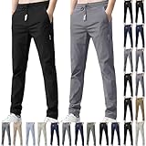XCXC 2er-Pack Hosen Herren Lang Leicht Einfarbig Loose Fit Sommerhose Männer Freizeithose...