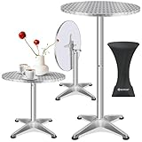 KESSER® 2in1 Stehtisch klappbar Bistrotisch 1er Set | Aluminium Edelstahlplatte |...