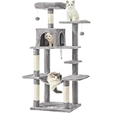 MSmask Kratzbaum groß, L Katzenbaum Stabil, Katzenkratzbaum mit Plattformen,...