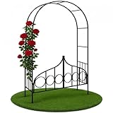 Gardebruk® Rosenbogen 240 x 140 x 40cm Metall mit Tür Tor Stabil Rankbogen Rankhilfe...