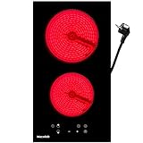 Weceleh Cerankochfeld, 28cm Glaskeramikkochfeld 2 Platten mit 13 Amp Stecker, 99 Min...
