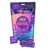 VIBRATISSIMO Kondome Mix 100er Pack gemischt I gefühlsecht & extra feucht I...
