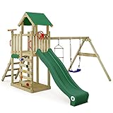 Wickey Spielturm Klettergerüst MultiFlyer Light, Schaukel & grüner Rutsche, Outdoor...