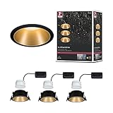 Paulmann 93404 LED Einbauleuchte Cole rund incl 3x6W dimmbar Einbaustrahler Schwarz, Gold...