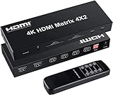 FERRISA 4x2 HDMI Matrix Switch,4 in 2 Out Matrix HDMI Video Switcher Splitter...