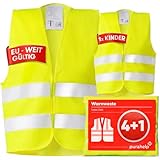 PURAHELP Warnwesten Auto 5er 4+1 Set Europaweit gültig nach EN ISO 20471 -...