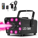 Katomi 700W Nebelmaschine RGB Effekt,13 Farbigen 8 LED Licht Smoke Machine,Mini Fog...