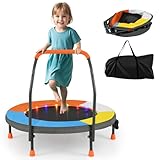 COSTWAY Ø90 cm Kindertrampolin mit LED Beleuchtung, Mini Trampolin faltbar, Fitness...