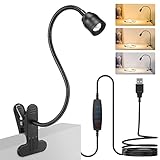 YMCRLUX Zoombare LED-Leselampe Klemmleuchte, Dimmbare Klemmlampe für Bett, Schwanenhals...