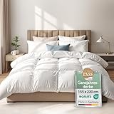 Beautissu Ganzjahresdecke Federbettdecke 155x220 cm mit 100% Daunen & Federn – Made in...