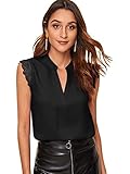 DIDK Damen Elegant Bluse mit Spitzen Oberteile Ohne Ärmel Tunika Tops...